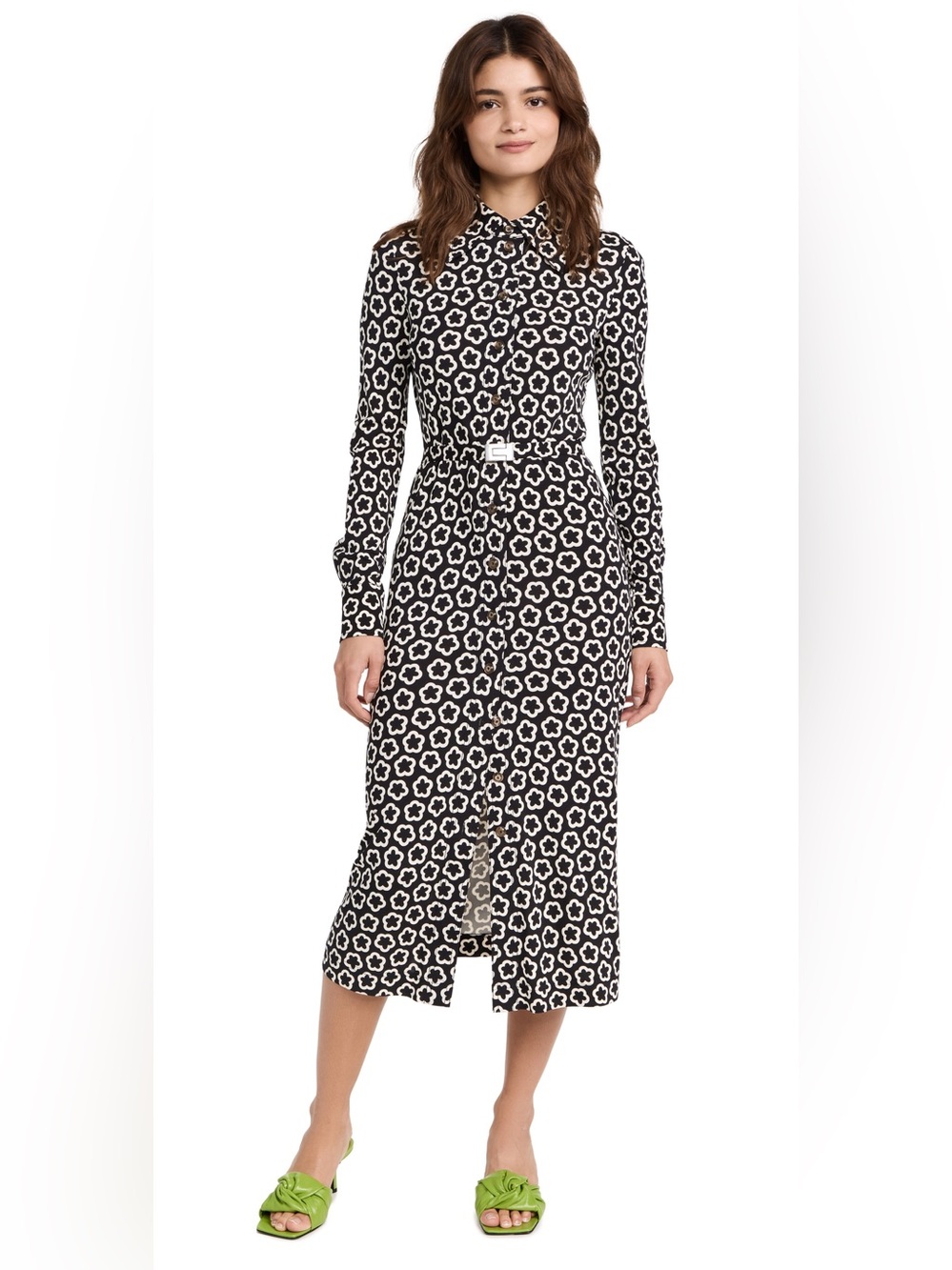 Tory Burch The Flower Printed Jersey Knit Polo Dress In Black Combo Size 10